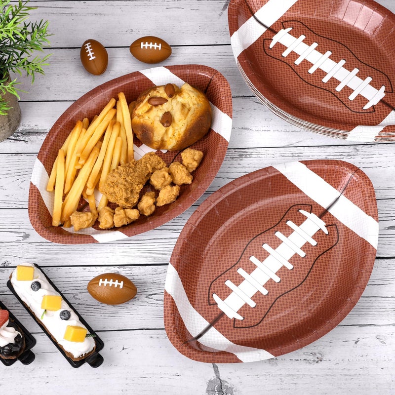 TURSTIN 50 Pieces Football Themed Disposable Paper Plates Football Party Supplies Food Serving Tray for Football Birthday Party Decorations Sports Game Day Serveware, 11.6 x 7.8 Inches - Image 4